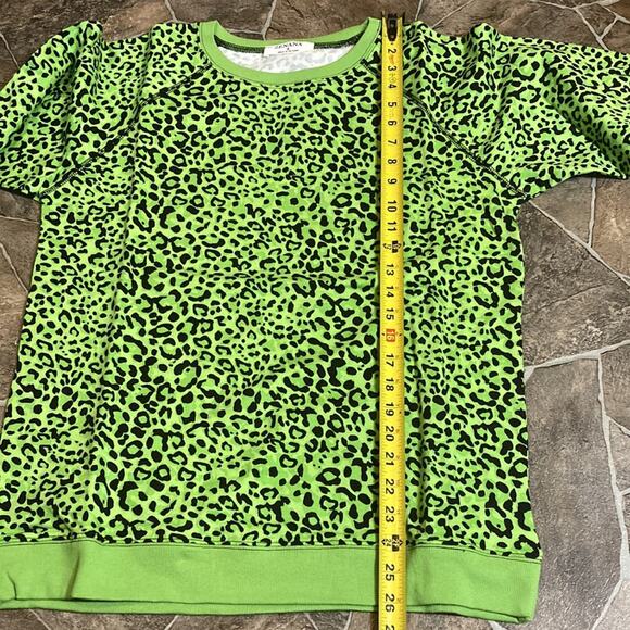 NWT Set French Terry Green Leopard Jogger & Sweatshirt Sz S - Picture 12 of 12